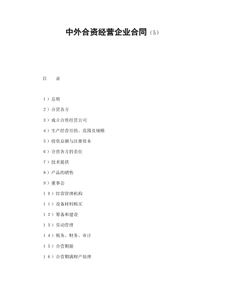 中外合资经营企业合同（5）