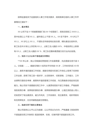 组织人事工作总结报告（国有企业）