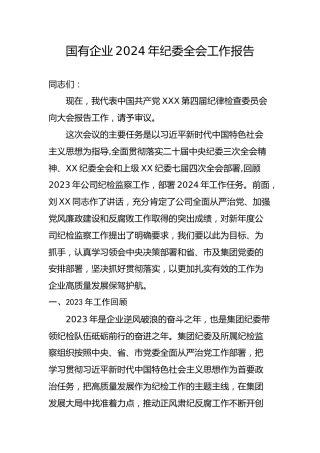 国有企业2024年纪委全会工作报告