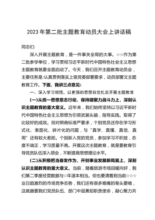 第二批主题教育动员大会领导讲话稿（企业）