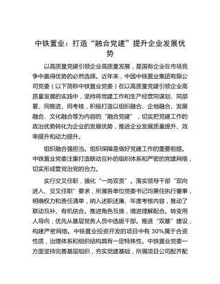 中铁置业：打造“融合党建”提升企业发展优势