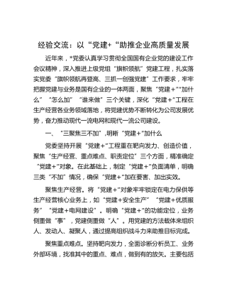 经验交流：以“党建“助推企业高质量发展