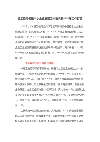 县工信局促进中小企业发展工作情况及2021年工作打算