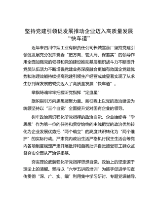 坚持党建引领促发展 推动企业迈入高质量发展“快车道”
