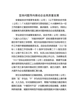 坚持问题导向推动企业高质量发展