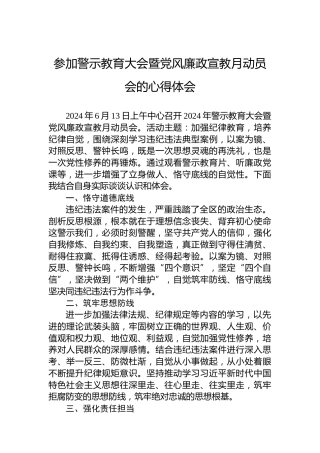 参加警示教育大会暨党风廉政宣教月动员会的心得体会