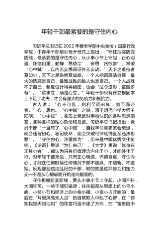 年轻干部最紧要的是守住内心