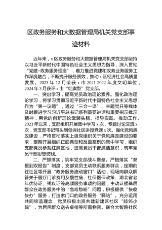 区政务服务和大数据管理局机关党支部事迹材料