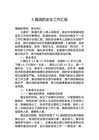 X镇消防安全工作汇报