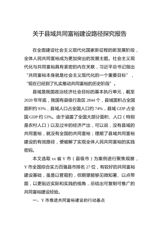 关于县域共同富裕建设路径探究报告
