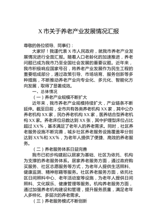 X市关于养老产业发展情况汇报