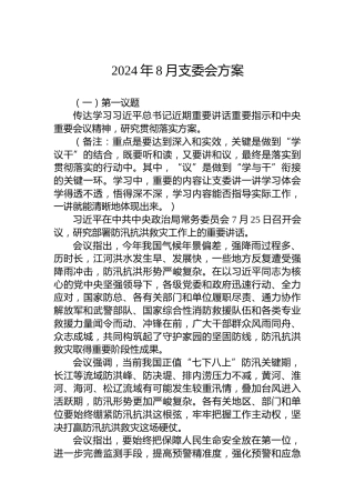 2024年8月支委会方案