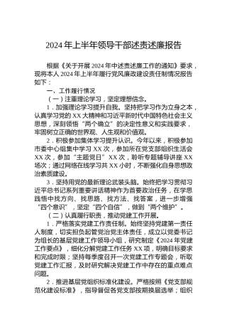 2024年上半年领导干部述责述廉报告
