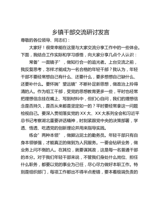 乡镇干部交流研讨发言