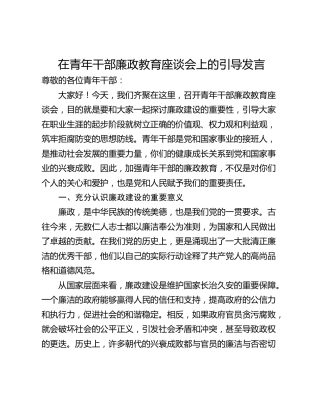 在青年干部廉政教育座谈会上的引导发言_1