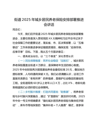 街道2025年城乡居民养老保险安排部署推进会讲话_1