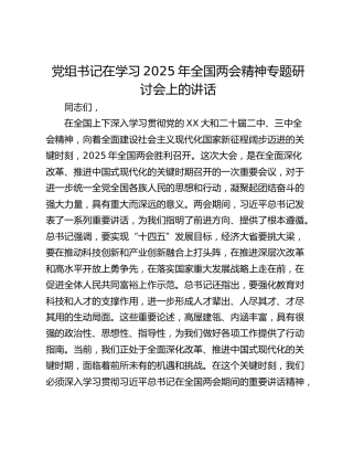 党组书记在学习2025年全国两会精神专题研讨会上的讲话_2