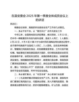 在县安委会2025年第一季度全体成员会议上的讲话_1