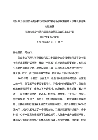 在政协市第六届委员会第五次会议上的讲话