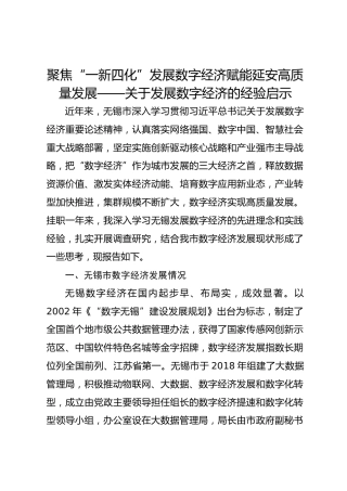 关于发展数字经济的经验启示