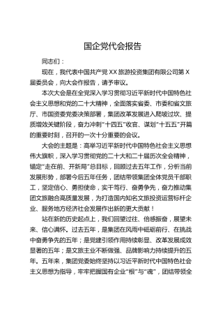 国企党代会报告