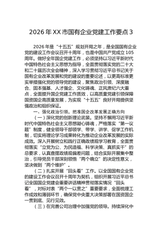 2026年XX市国有企业党建工作要点-3