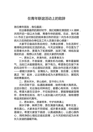 在青年联谊活动上的致辞