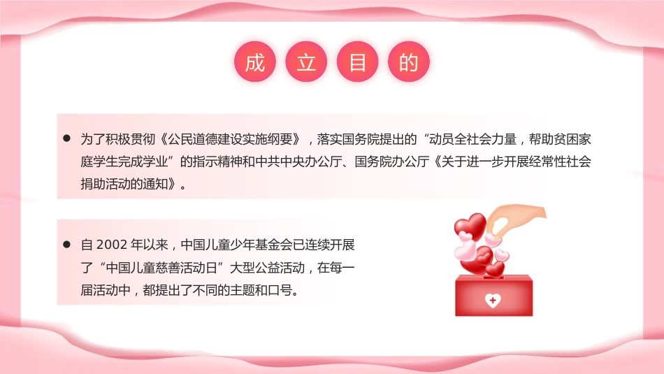 粉色温馨6月22日中国儿童慈善活动日PPT课件下载_第6页