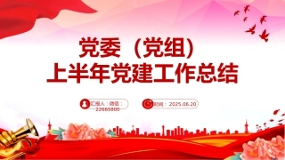 简洁大气党委（党组）上半年党建工作总结PPT模板