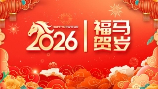 2026福马贺岁PPT红色精美新春年会新年元旦晚会模板