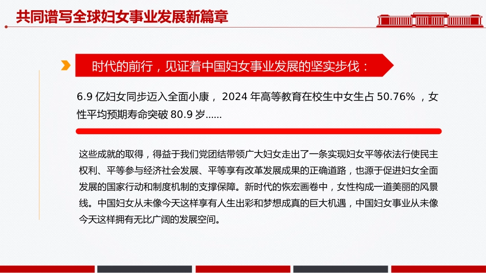 2025共同谱写全球妇女事业发展新篇章PPT全球妇女峰会课件_第6页