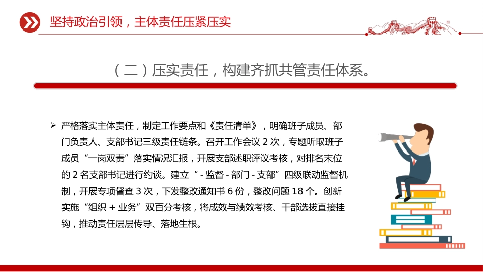 讲稿+PPT课件：优质上半年全面从严治党责任落实情况报告总结PPT模板_第6页
