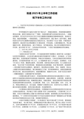 讲稿+PPT课件：街道2025年上半年工作总结和下半年工作计划PPT模板