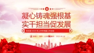 讲稿+PPT课件：党支部2025年上半年党建工作总结PPT模板