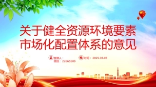 讲稿+PPT课件：2025关于健全资源环境要素市场化配置体系的意见模板