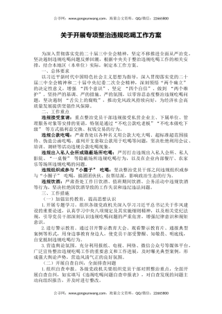 讲稿+PPT课件：关于开展专项整治违规吃喝工作方案PPT模板