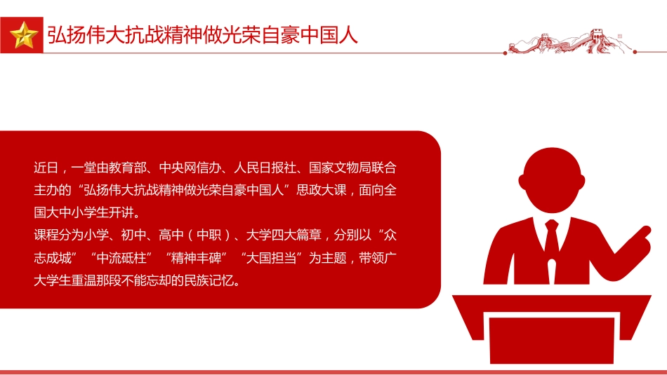 全国大中小学生同上一堂思政课讲稿+PPT课件：弘扬伟大抗战精神 做光荣自豪中国人_第3页