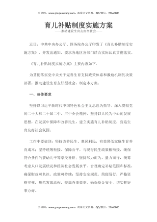 讲稿+PPT课件：一文读懂《育儿补贴制度实施方案》