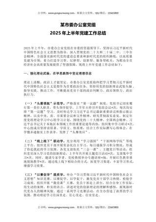 讲稿+PPT课件：某市委办公室党组2025年上半年党建工作总结