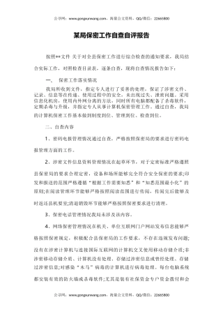讲稿+PPT课件：某局保密工作自查自评报告