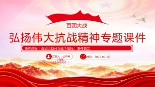 讲稿+PPT课件：百团大战PPT弘扬伟大抗战精神专题课件