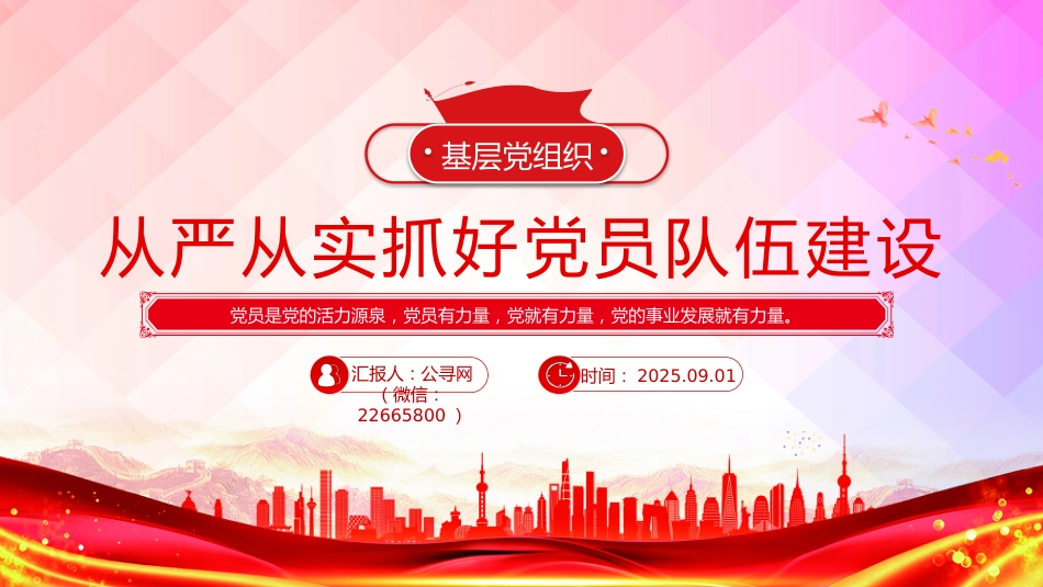 基层党组织党课课件讲稿+PPT课件：从严从实抓好党员队伍建设_第1页