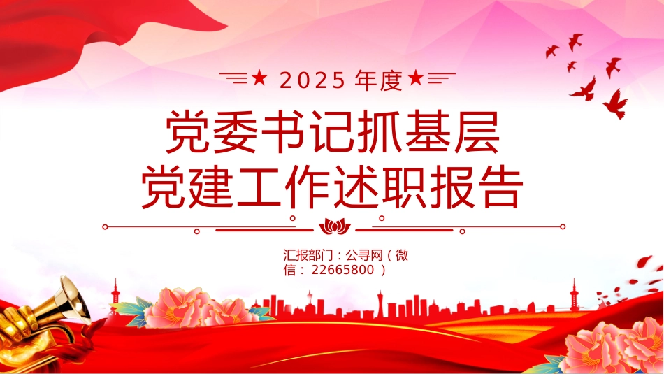 讲稿+PPT课件：2025年度党委书记抓基层党建工作述职报告_第1页