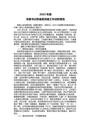 讲稿+PPT课件：2025年度党委书记抓基层党建工作述职报告