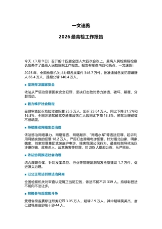 两会专题课件讲稿+PPT课件：一文速览2026最高检工作报告