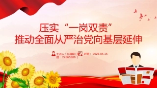 讲稿+PPT课件：压实“一岗双责”推动全面从严治党向基层延伸