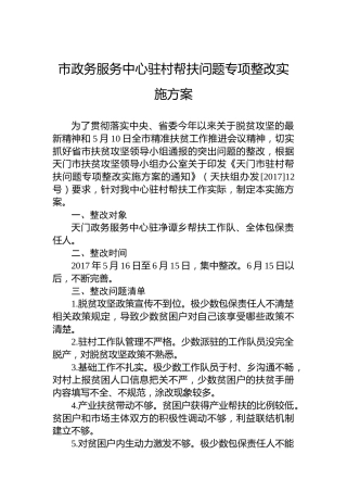 市政务服务中心驻村帮扶问题专项整改实施方案