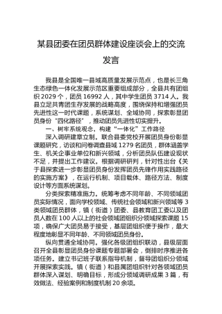 某县团委在团员群体建设座谈会上的交流发言