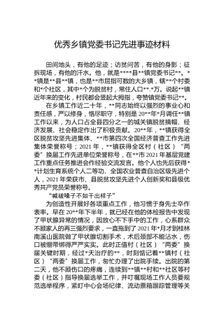 优秀乡镇党委书记先进事迹材料