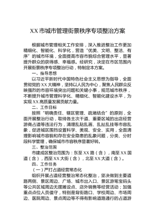 XX市城市管理街景秩序专项整治方案